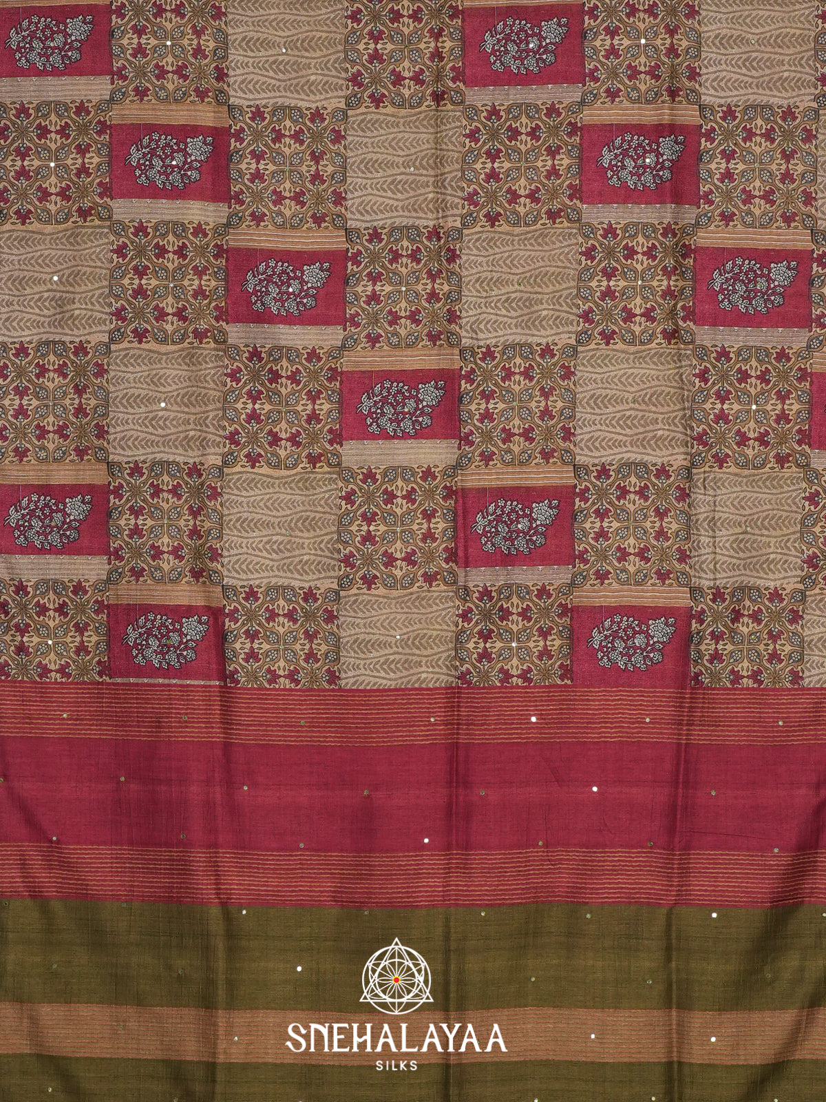 Beige Tussar Saree