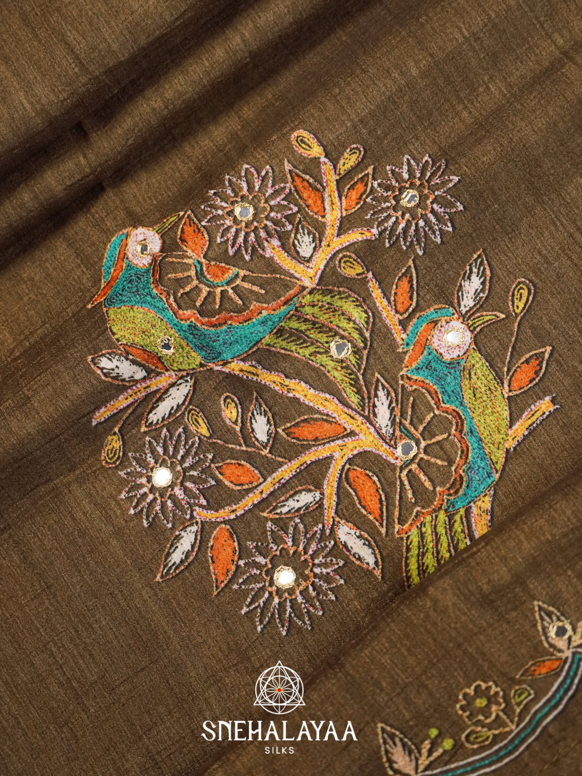 Olive Green Tussar Saree