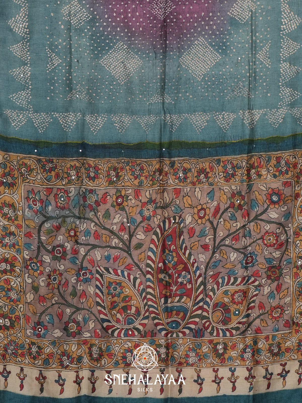 Teal Blue Tussar Saree