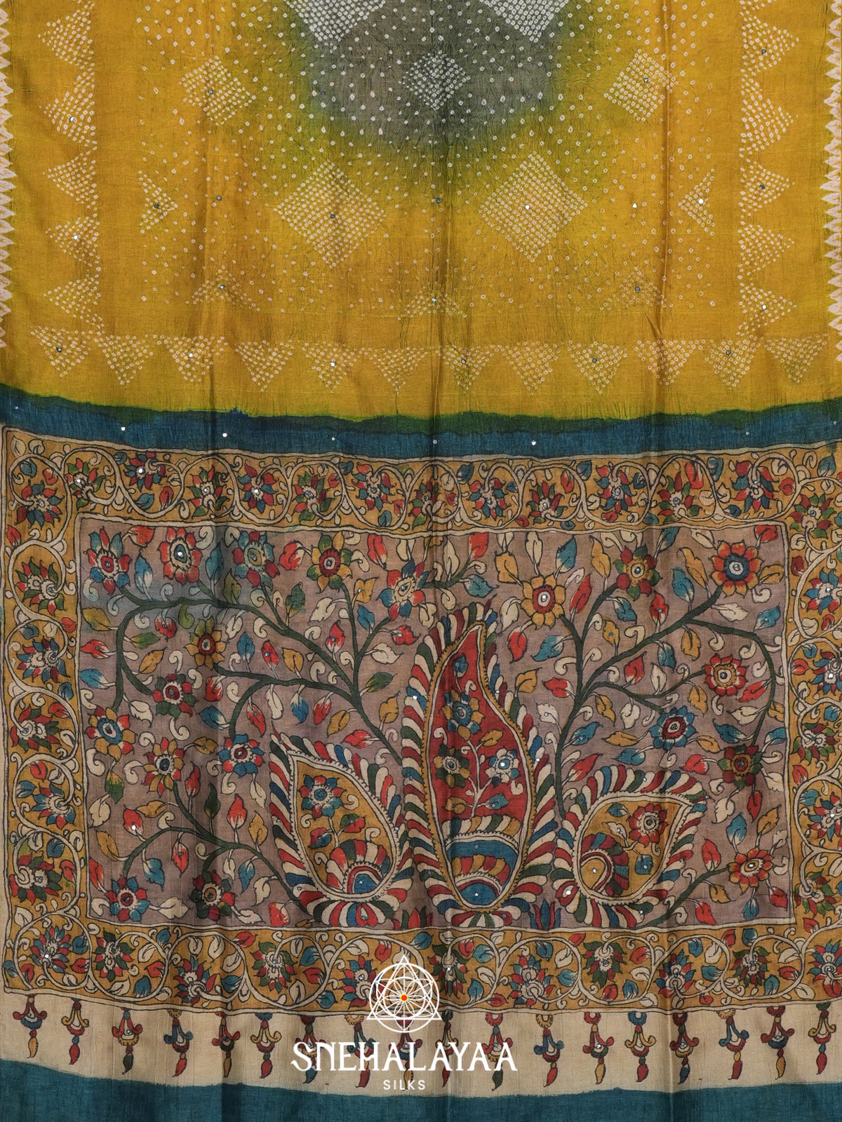 Mehandi Green Tussar Saree