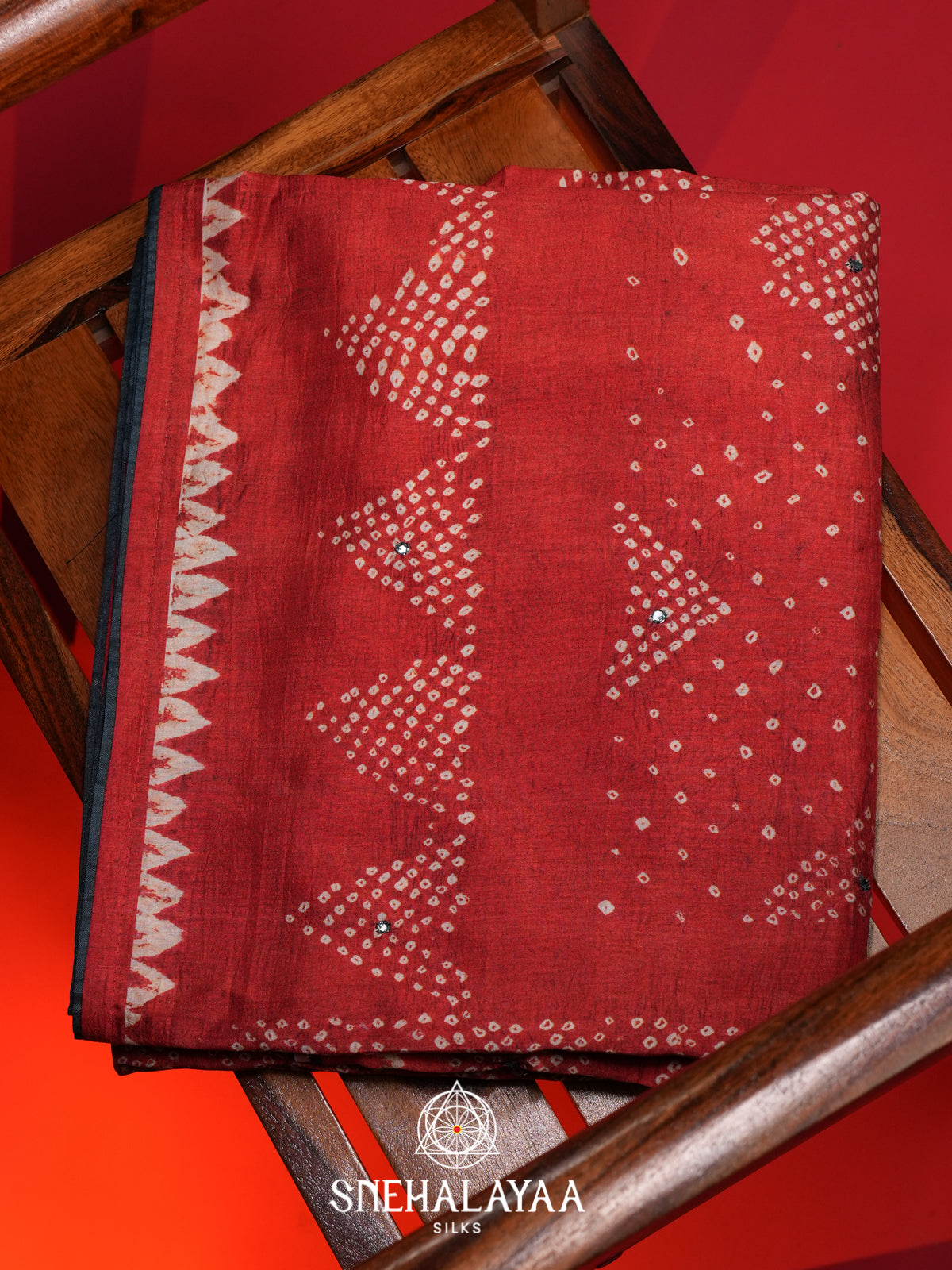 Coral Orange Tussar Saree