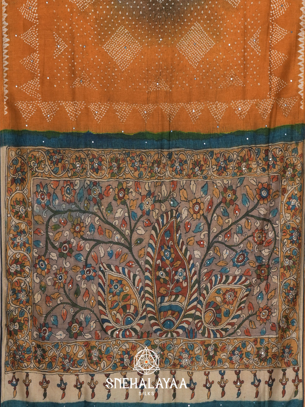 Mango Yellow Tussar Saree