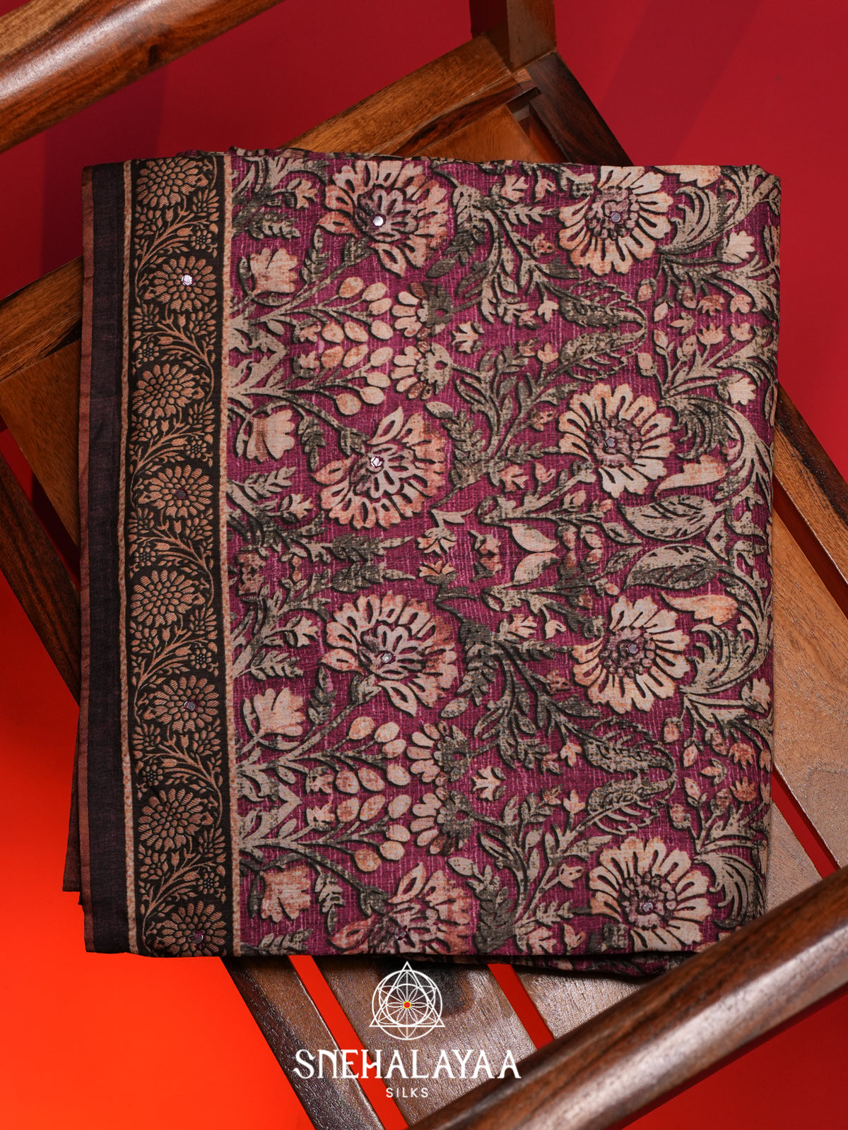 Wine Tussar Saree