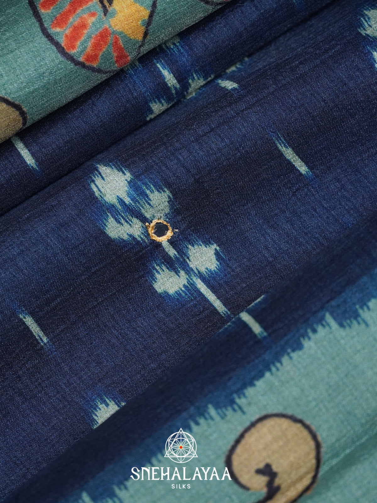 Navy Blue Tussar Saree