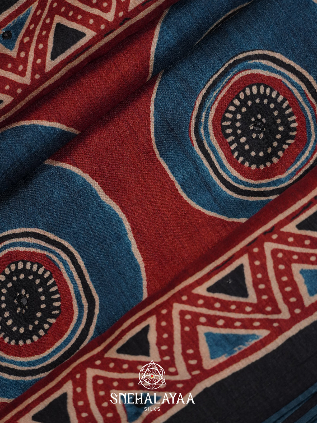 Maroon Tussar Saree