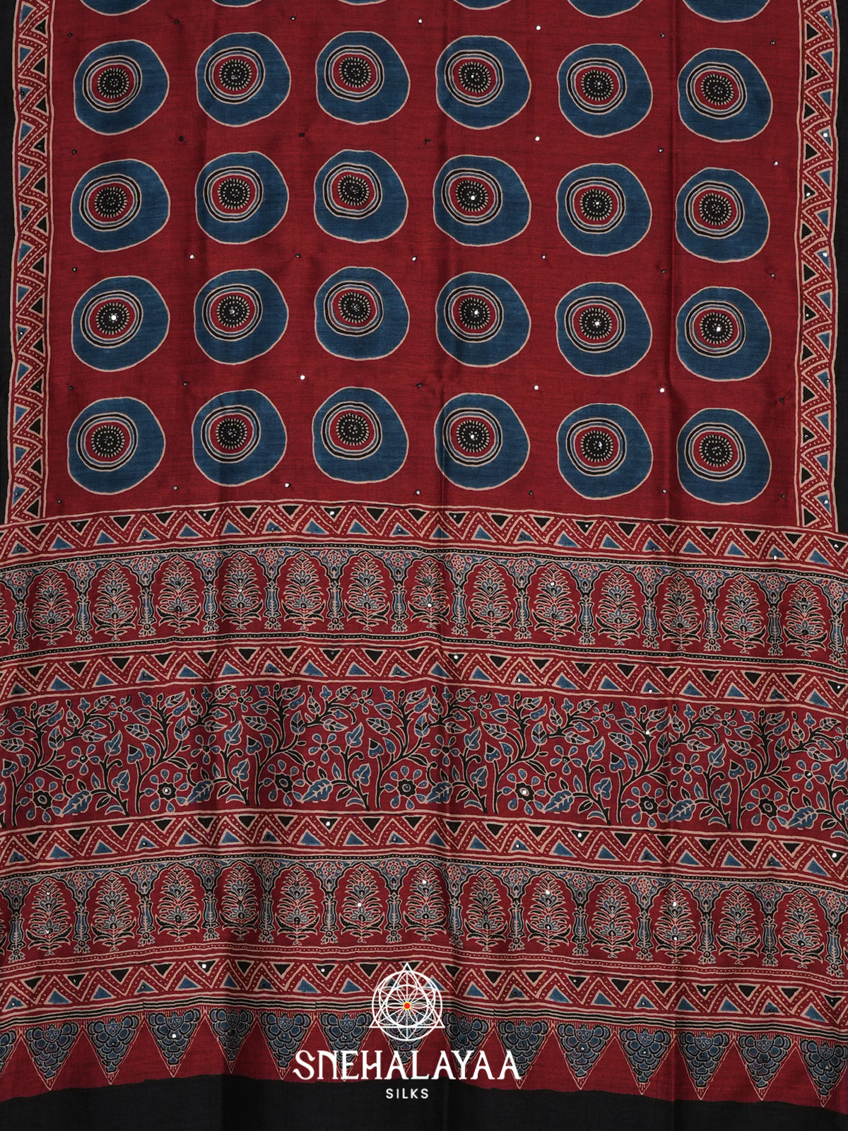 Maroon Tussar Saree