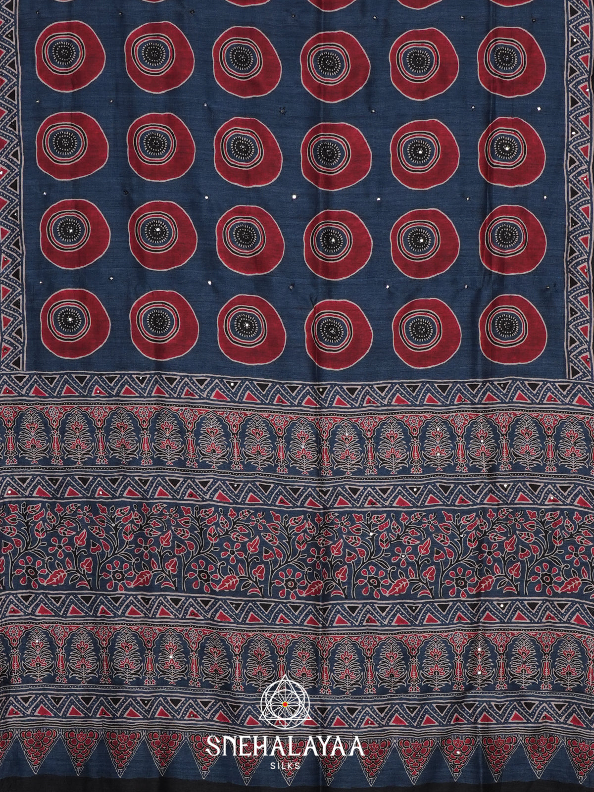 Ink Blue Tussar Saree