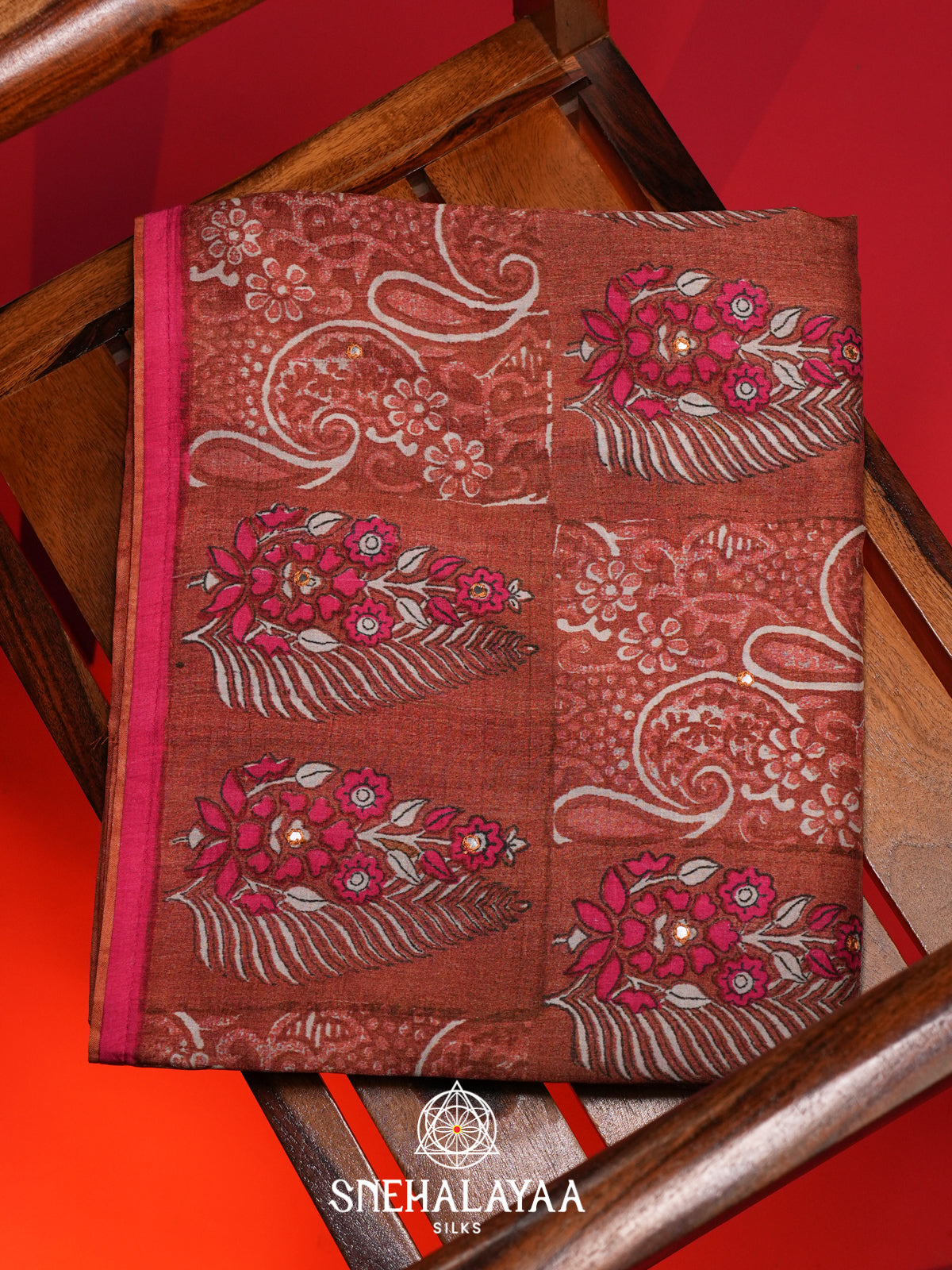 Maroon Tussar Saree