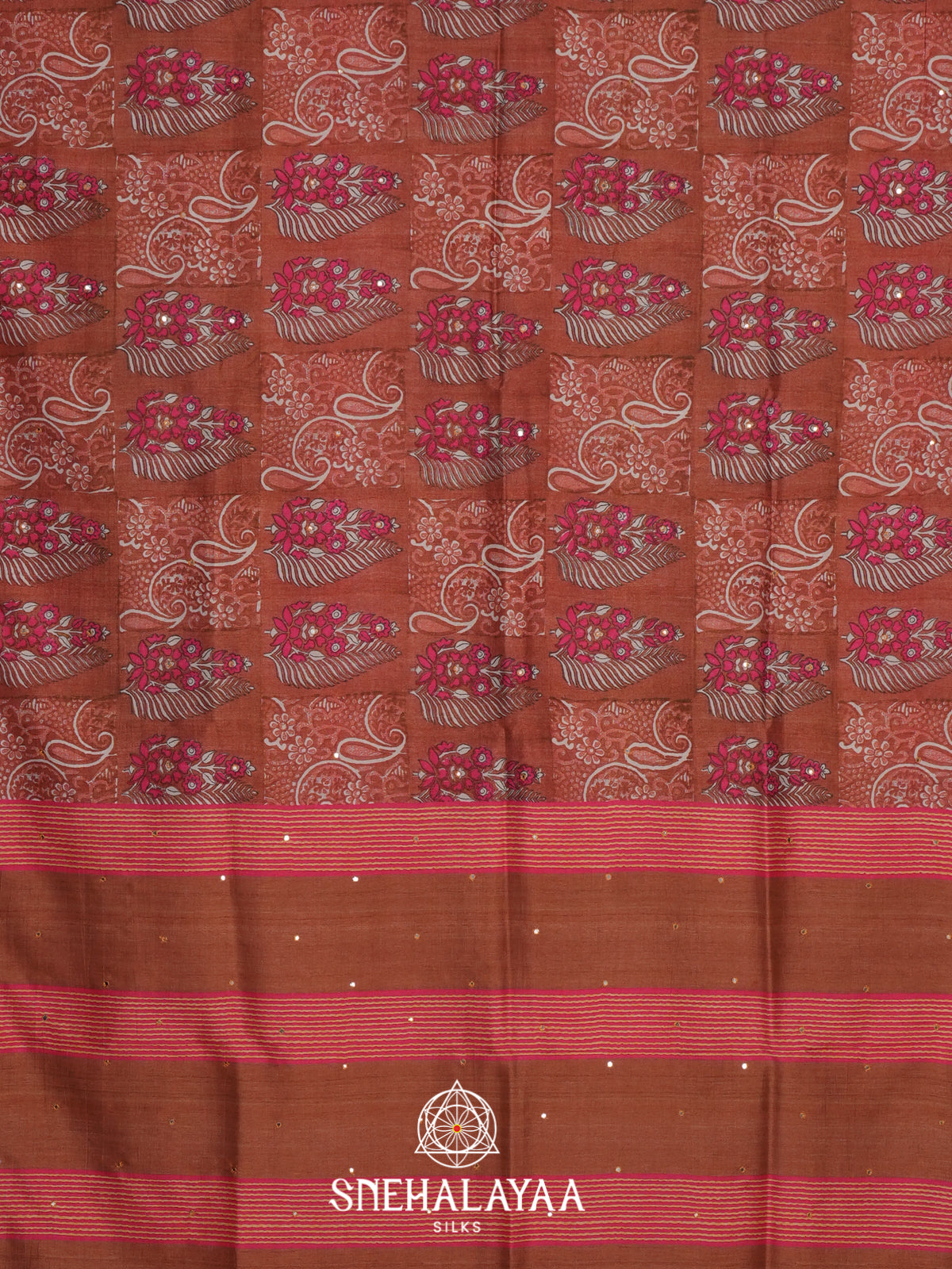 Maroon Tussar Saree