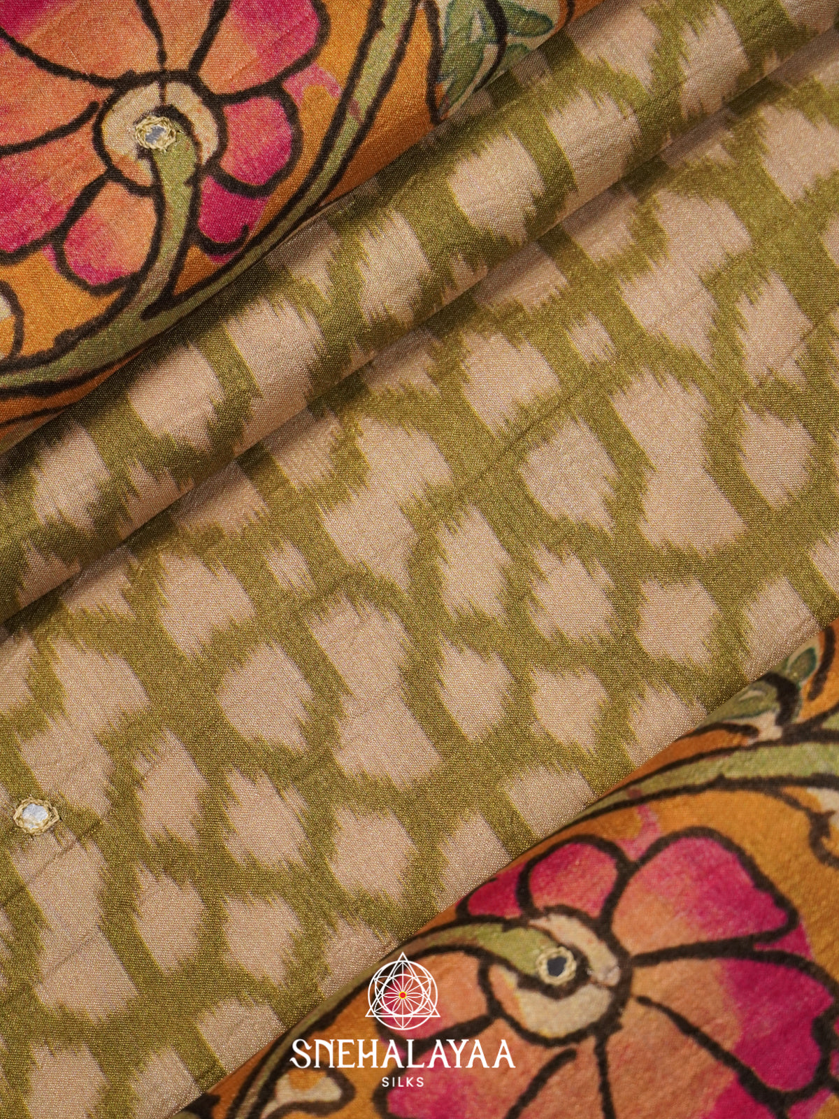 Olive Green Tussar Saree