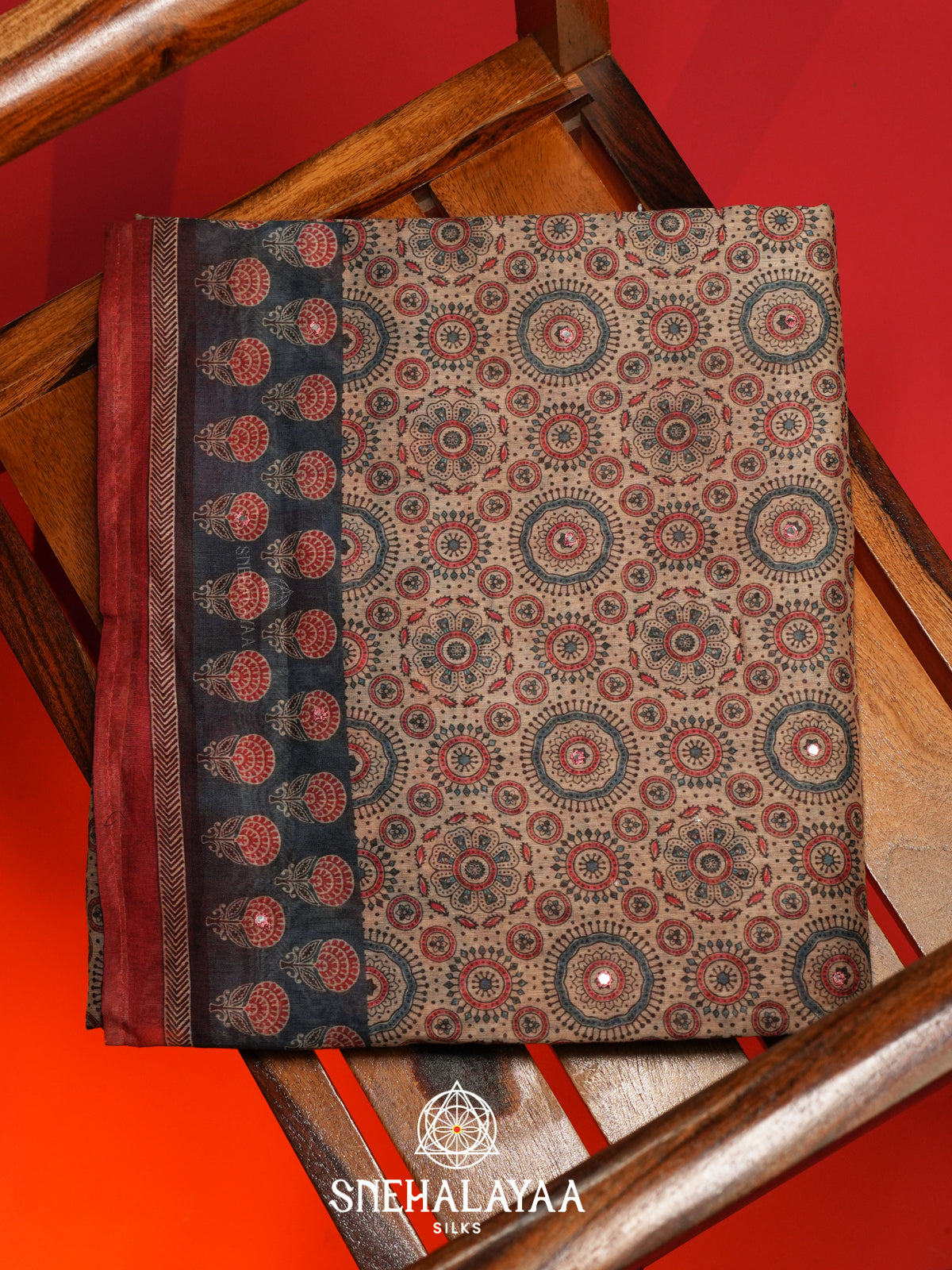 Beige Chanderi Saree