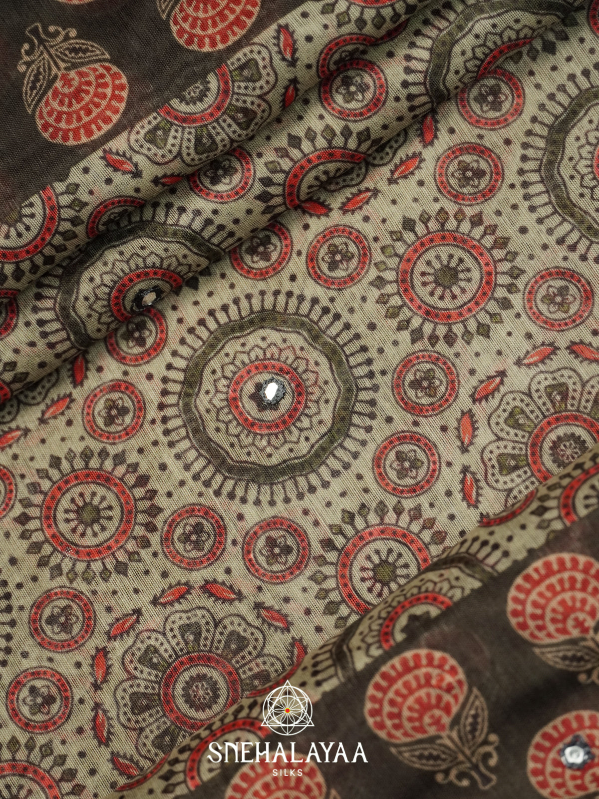 Beige Chanderi Saree
