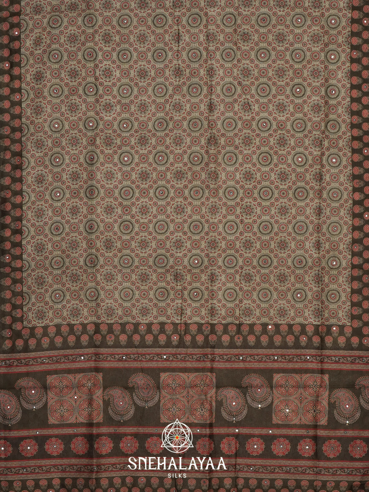 Beige Chanderi Saree