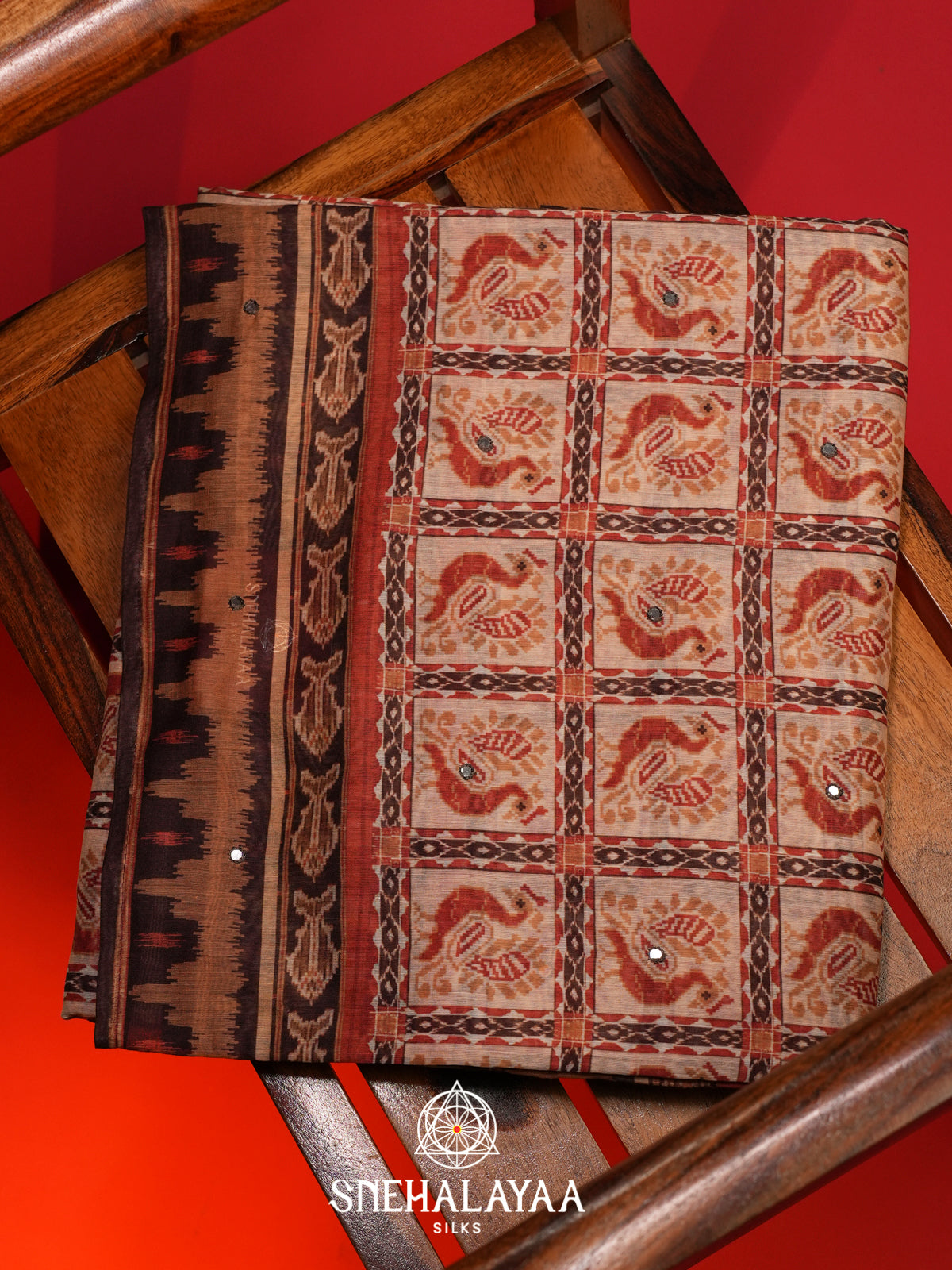 Pale Orange Chanderi Saree