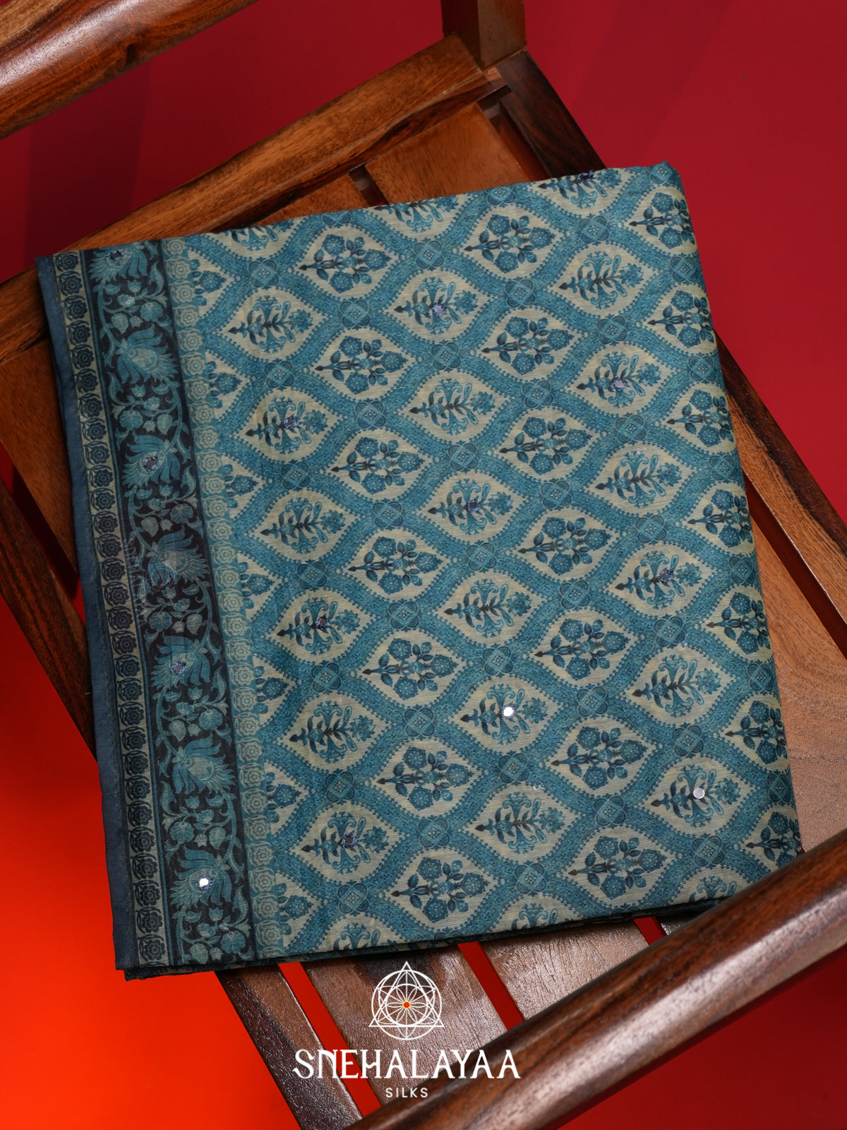 Teal Blue Chanderi Saree