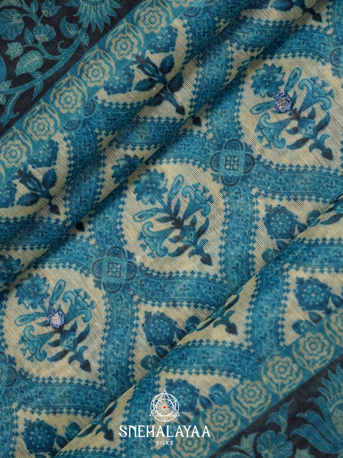 Teal Blue Chanderi Saree