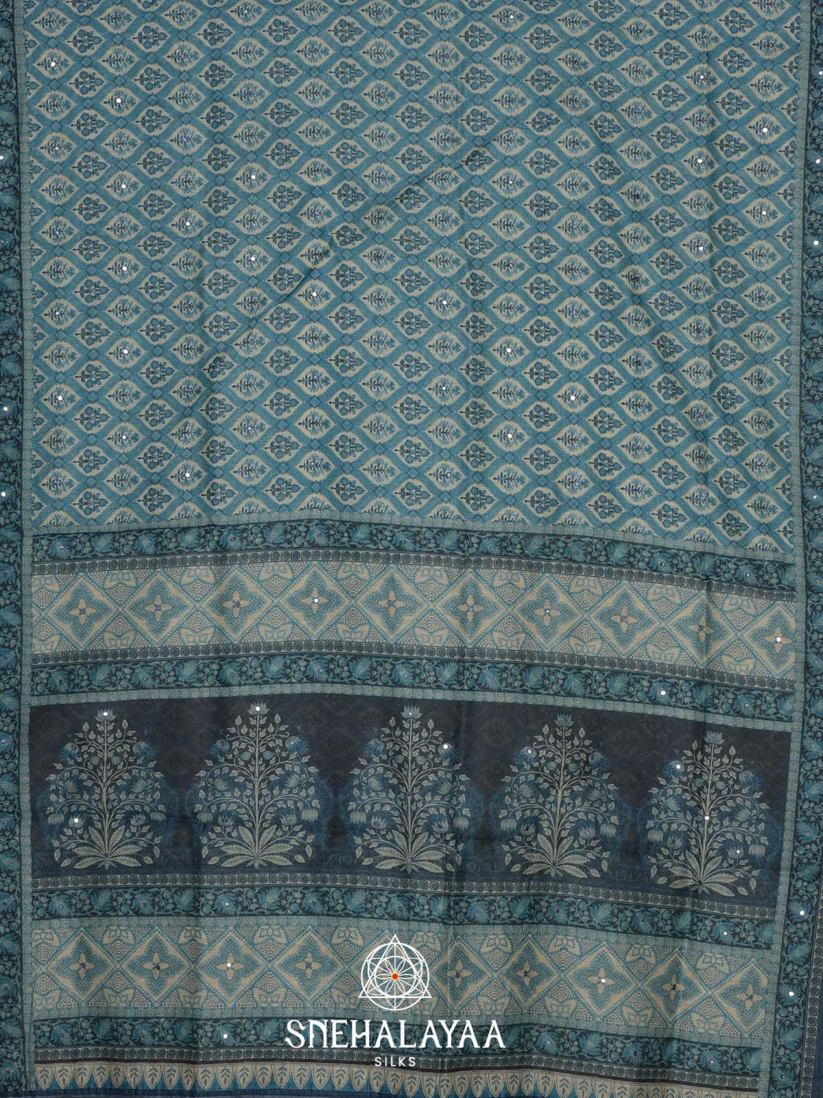 Teal Blue Chanderi Saree