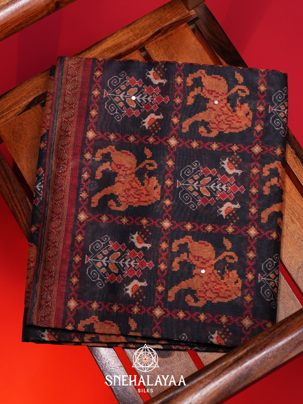Black Chanderi Saree