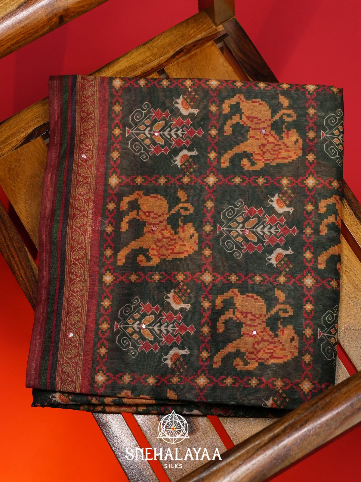 Charcoal Grey Chanderi Saree