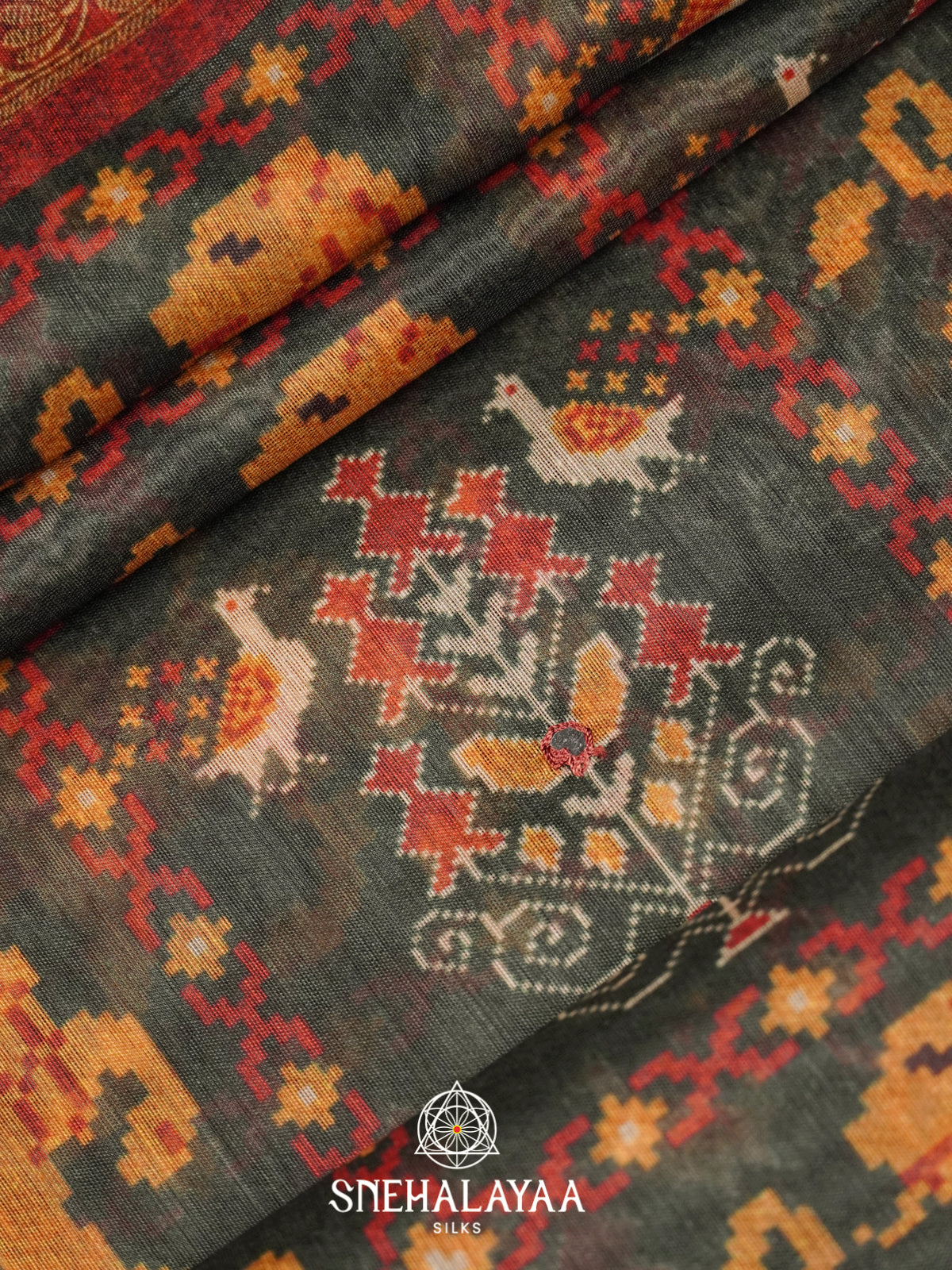 Charcoal Grey Chanderi Saree