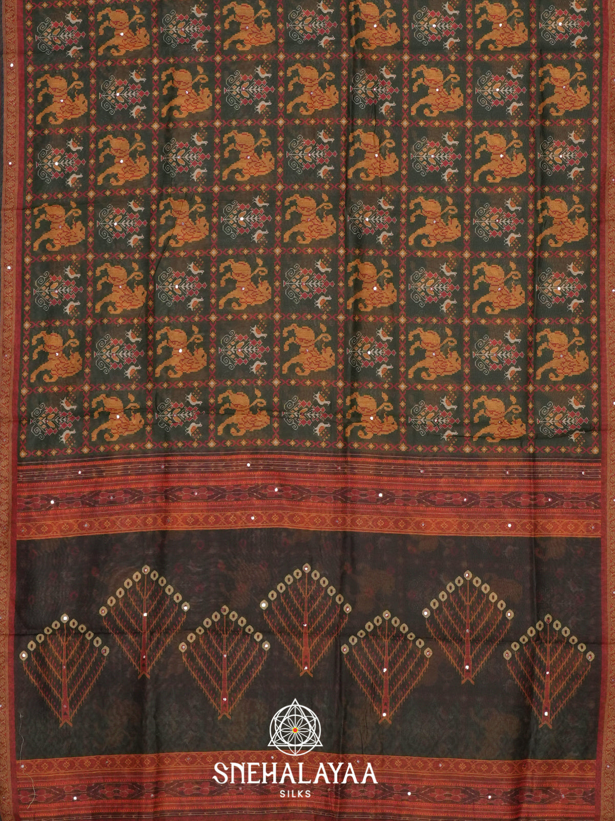 Charcoal Grey Chanderi Saree