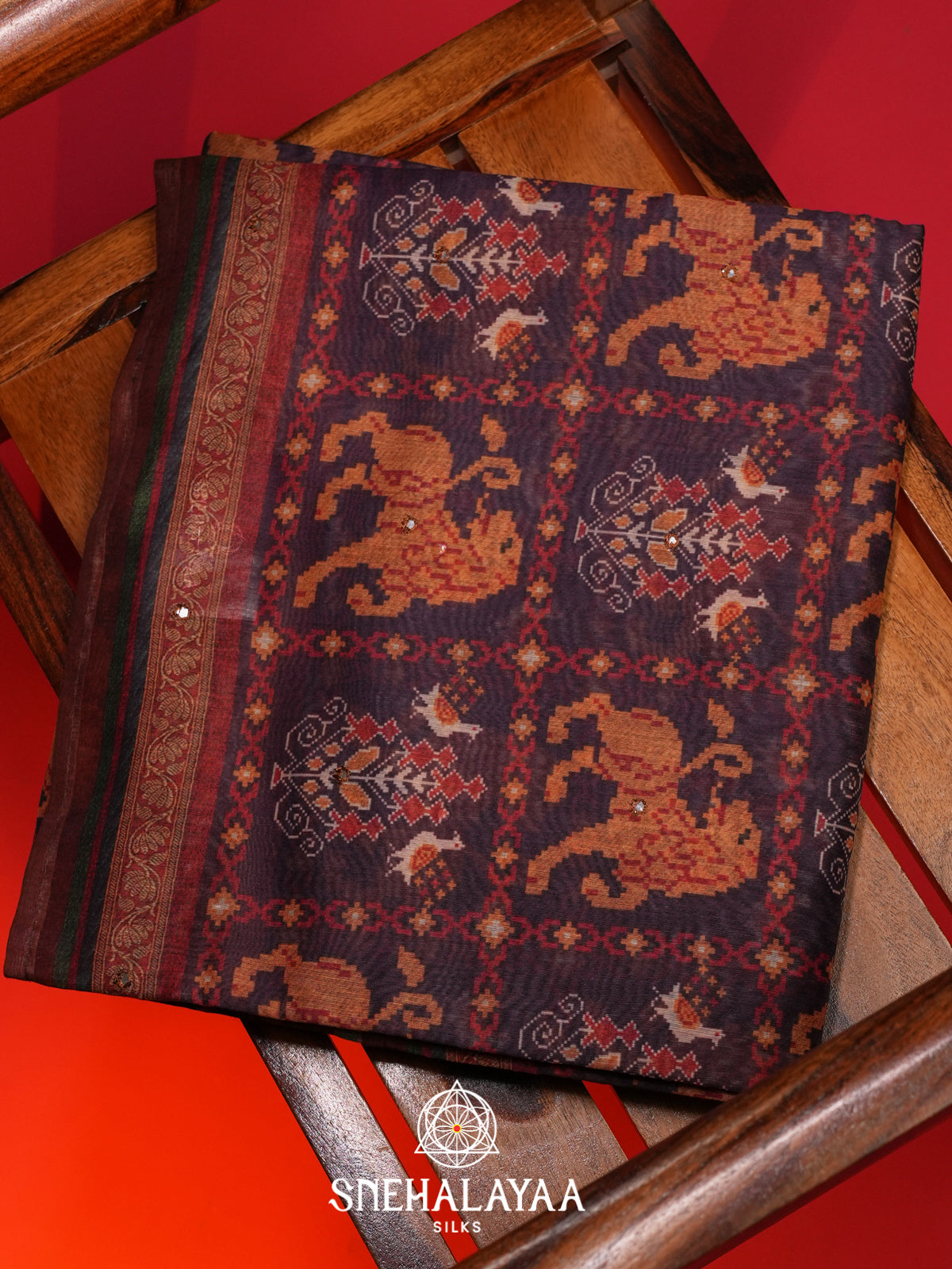 Brown Chanderi Saree