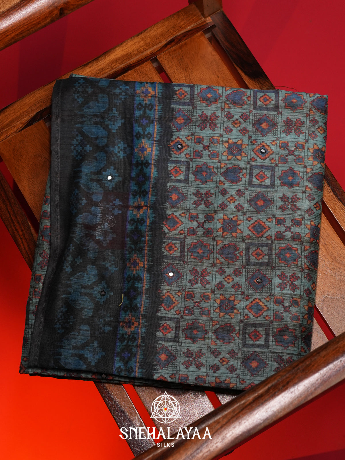 Teal Blue Chanderi Saree