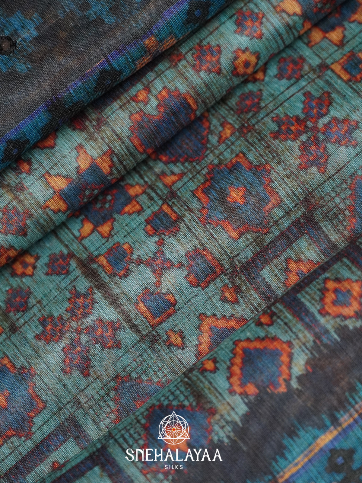 Teal Blue Chanderi Saree