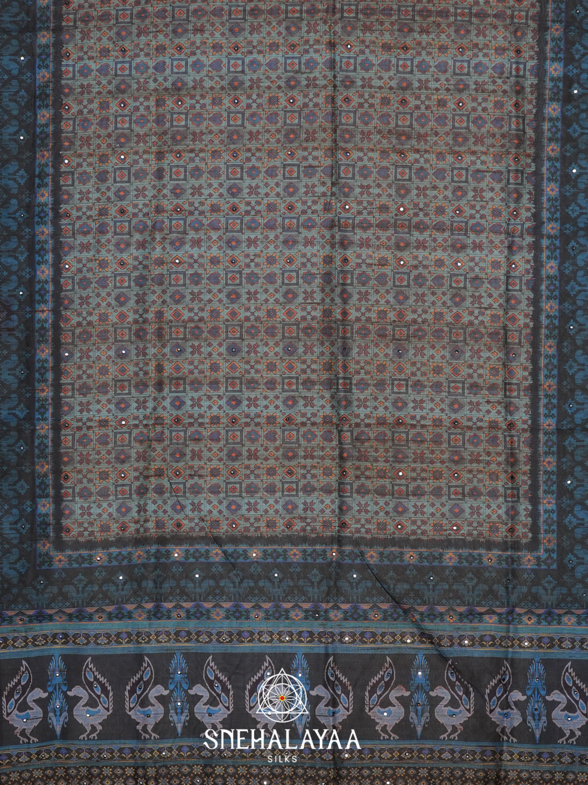 Teal Blue Chanderi Saree