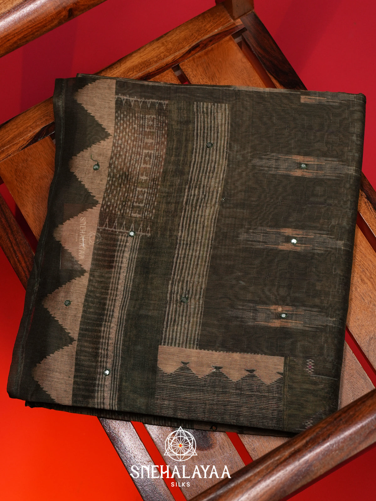 Olive Green Chanderi Saree