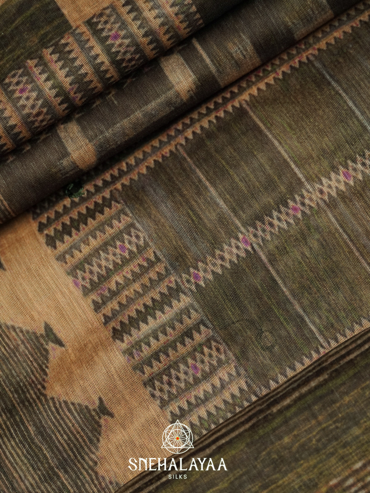 Olive Green Chanderi Saree