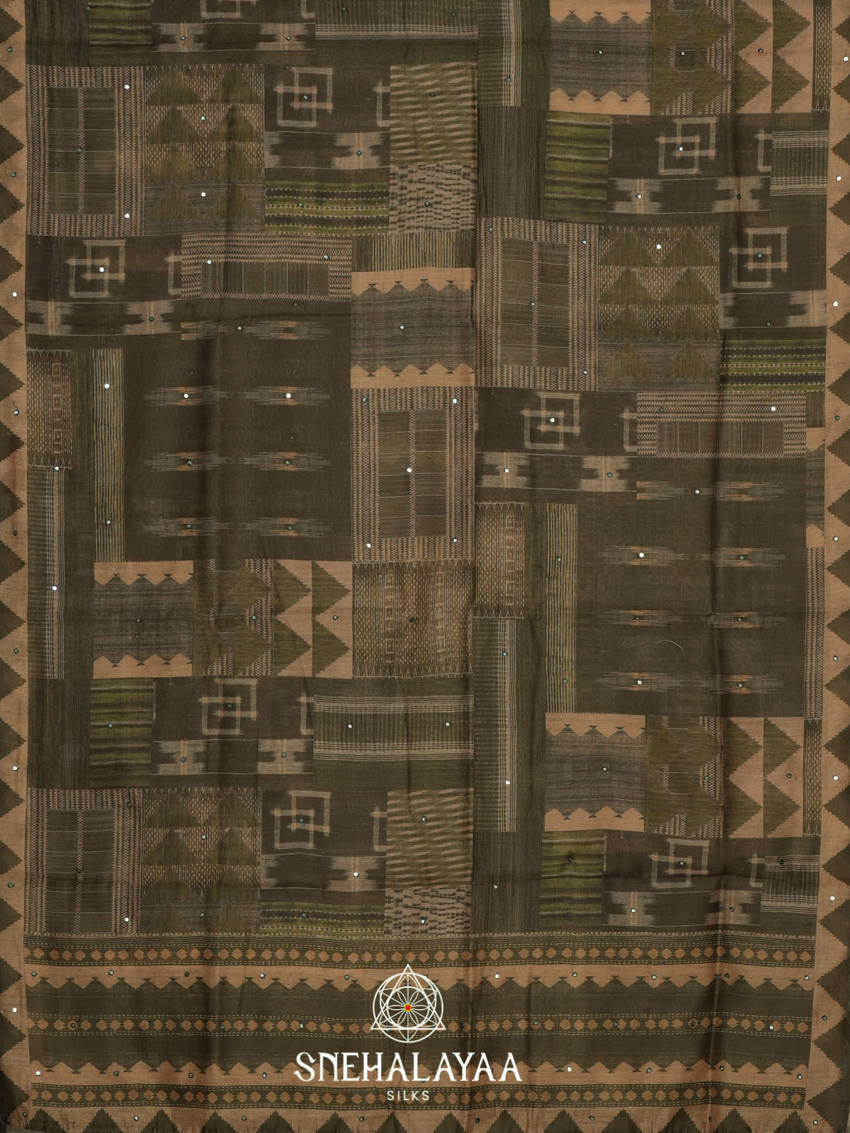 Olive Green Chanderi Saree