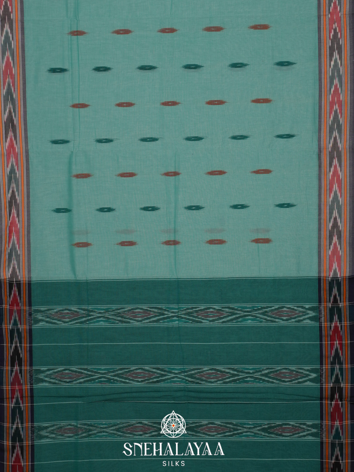 Teal Green Ikkat Cotton Saree