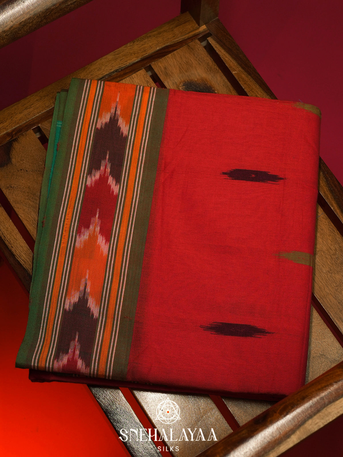 Red Ikkat Cotton Saree