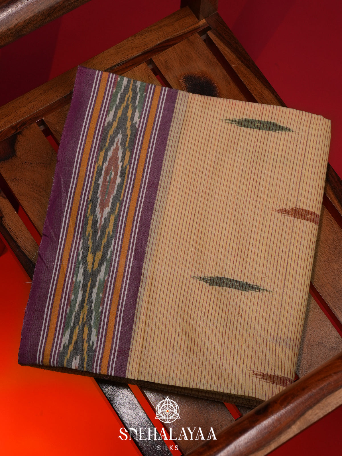 Cream Ikkat Cotton Saree