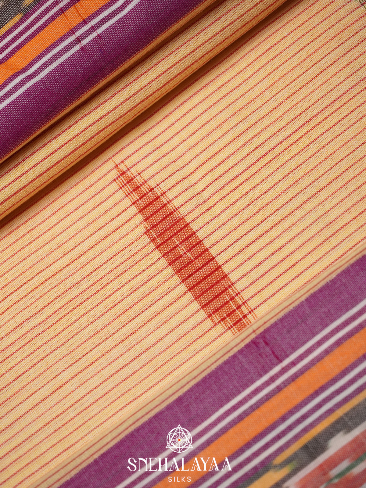Cream Ikkat Cotton Saree