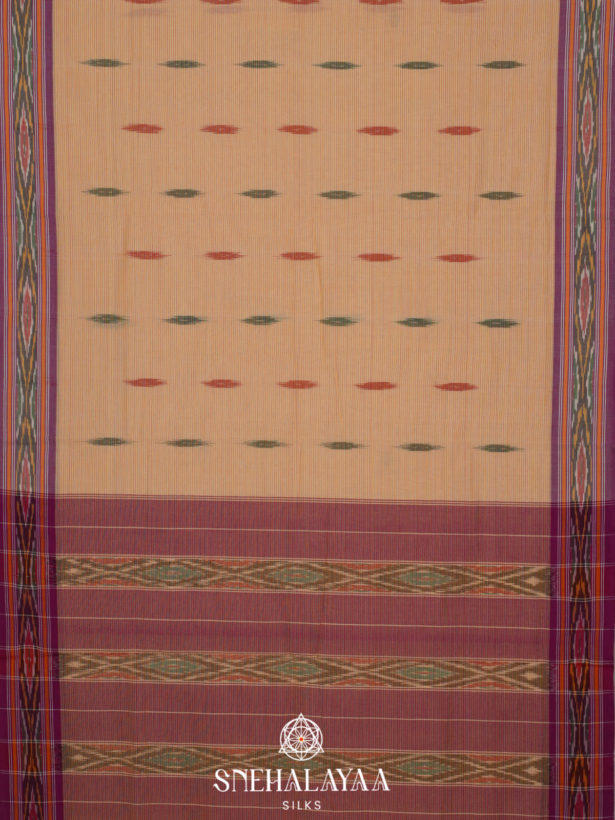 Cream Ikkat Cotton Saree