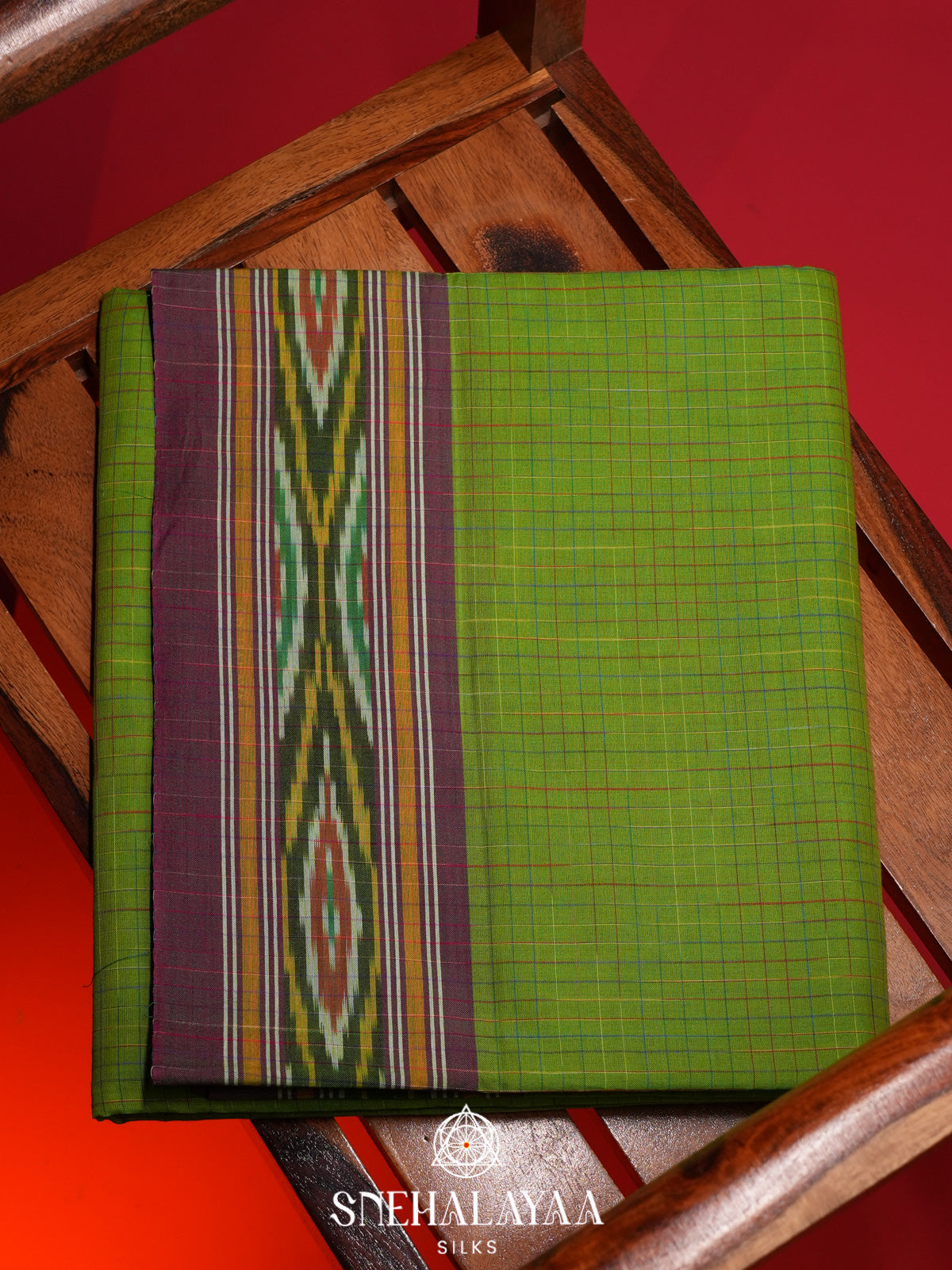 Emerald Green Ikkat Cotton Saree