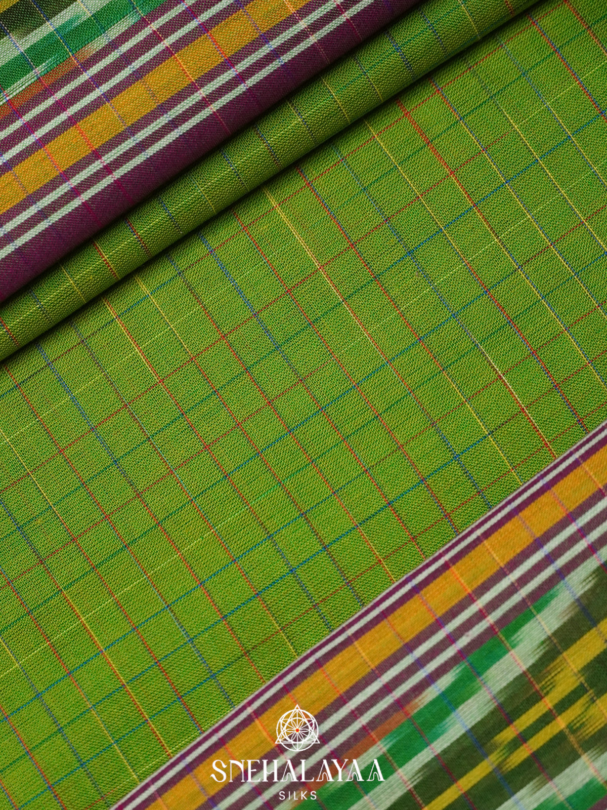 Emerald Green Ikkat Cotton Saree