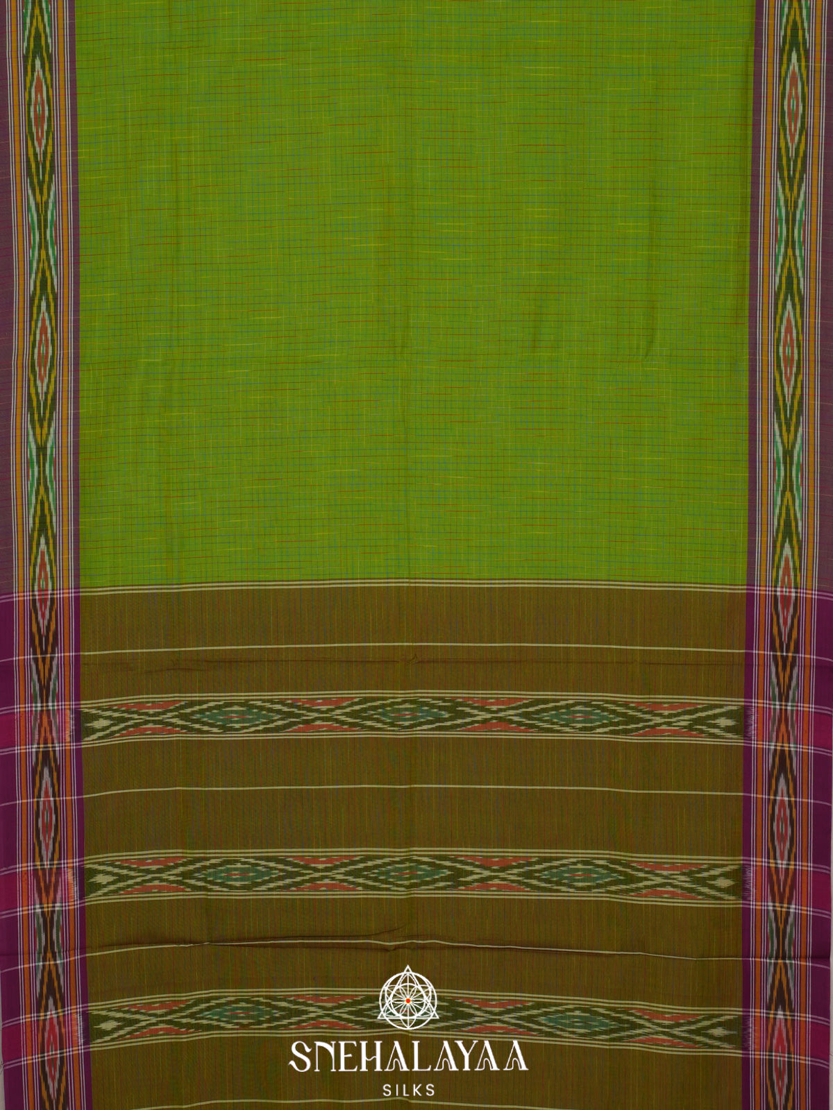 Emerald Green Ikkat Cotton Saree