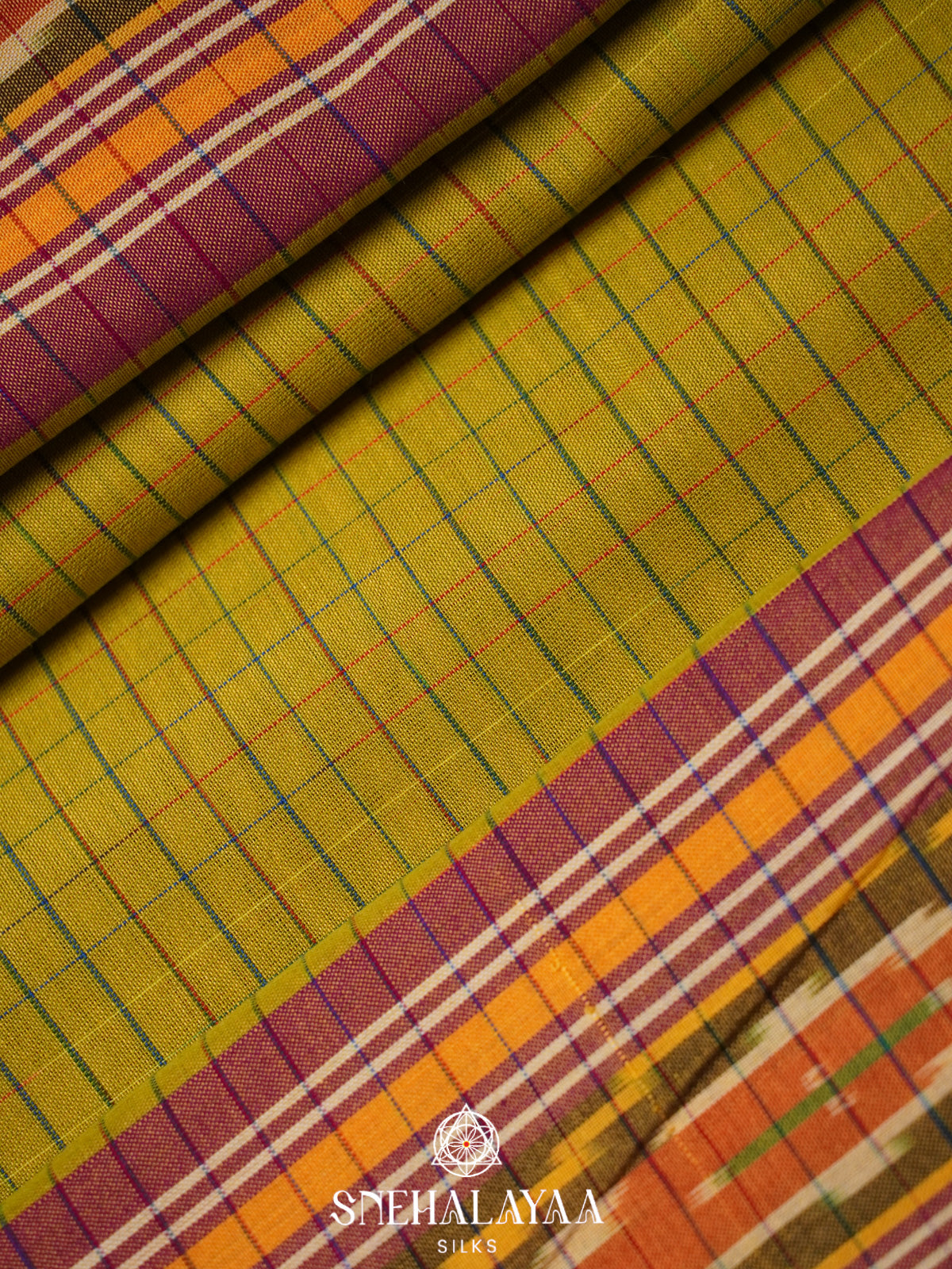 Mehandi Green Ikkat Cotton Saree