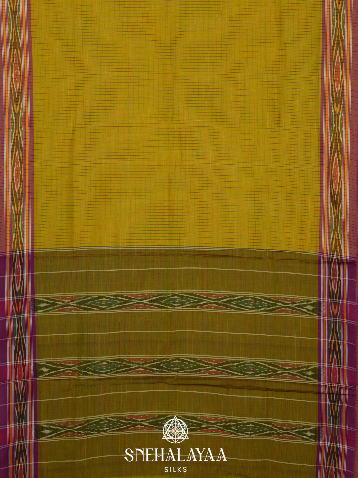 Mehandi Green Ikkat Cotton Saree