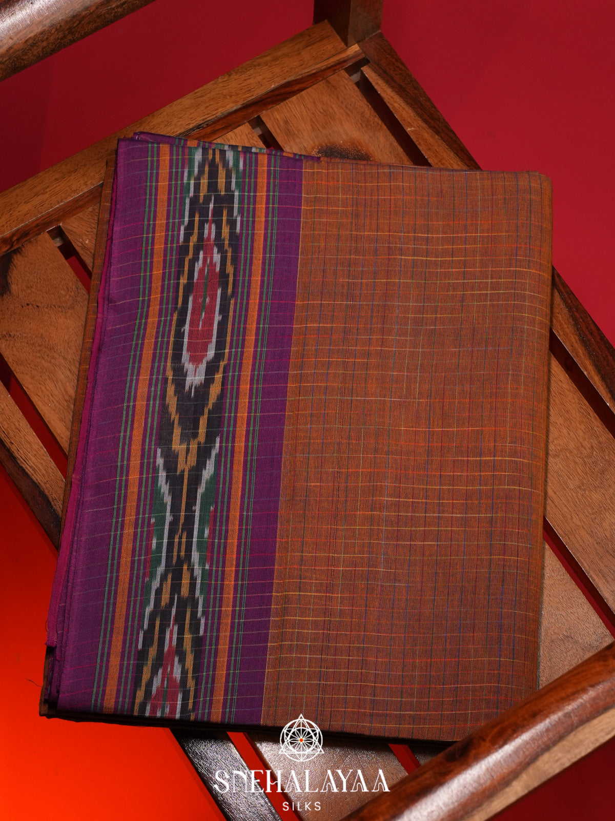 Brown Ikkat Cotton Saree