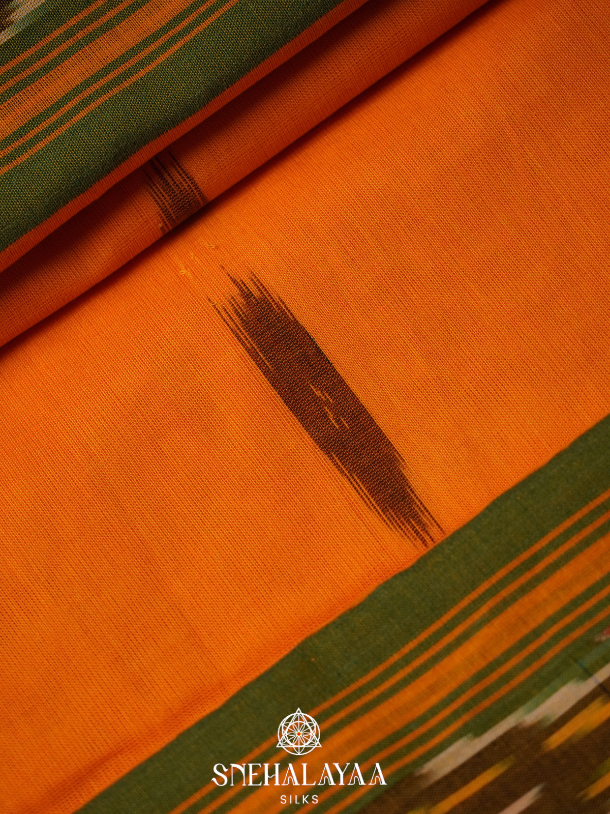 Orange Ikkat Cotton Saree