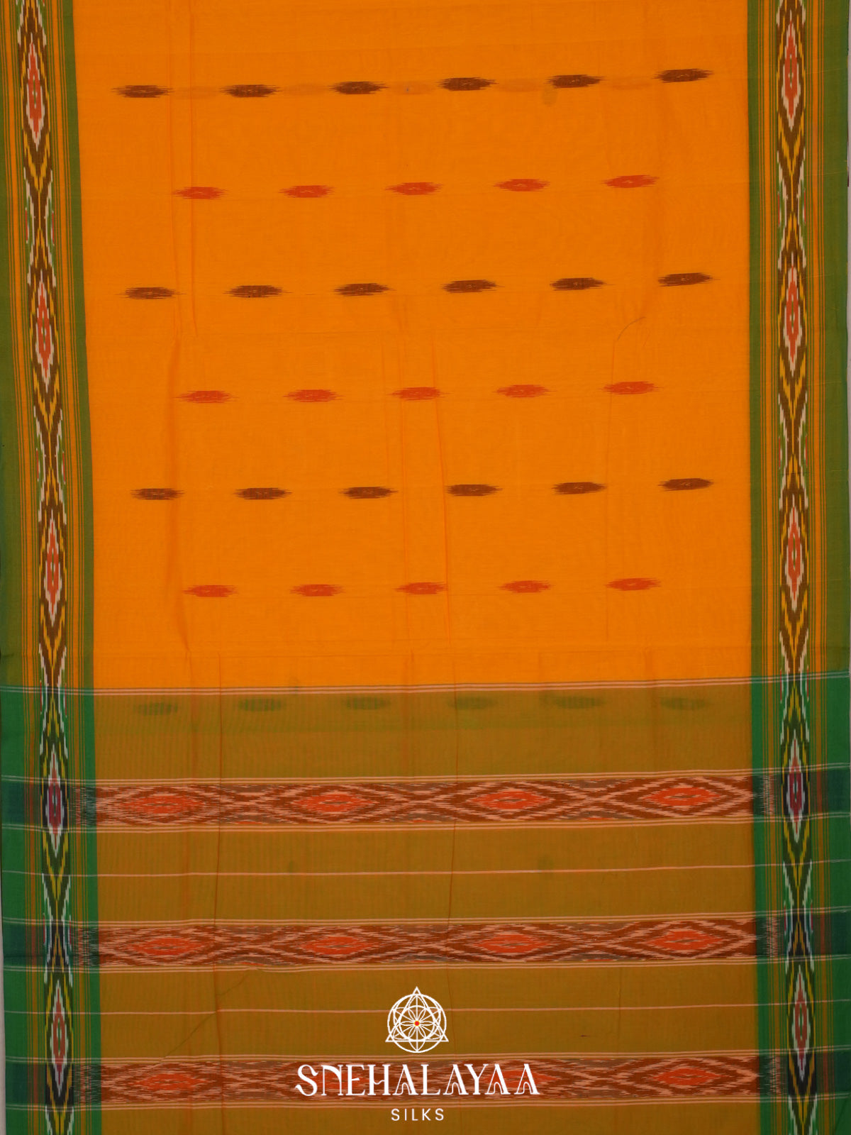 Orange Ikkat Cotton Saree