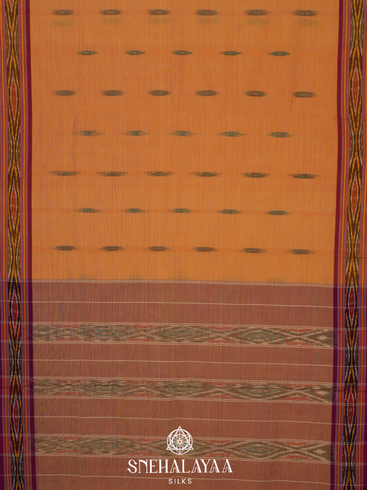 Orange Ikkat Cotton Saree