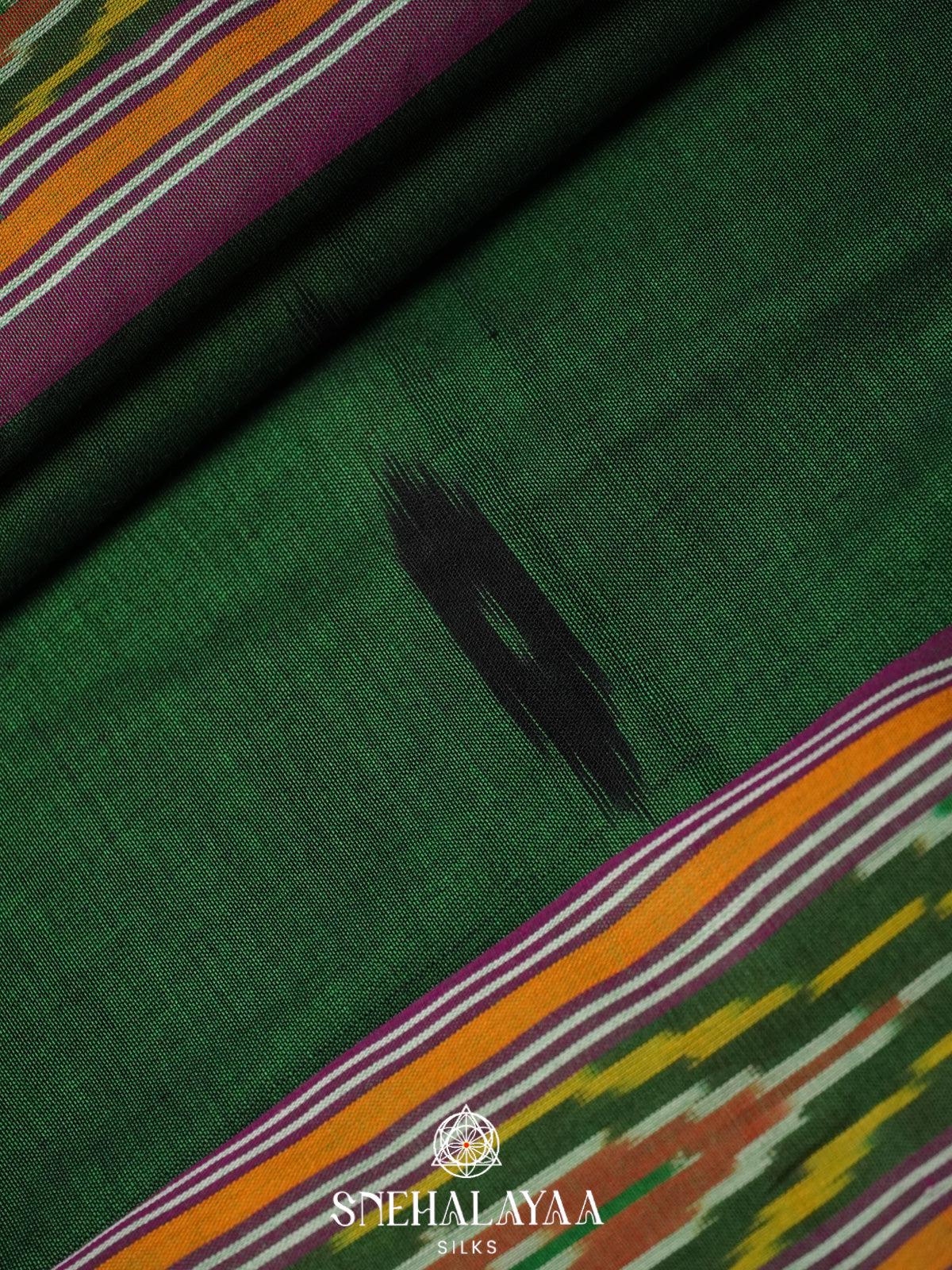 Forest Green Ikkat Cotton Saree