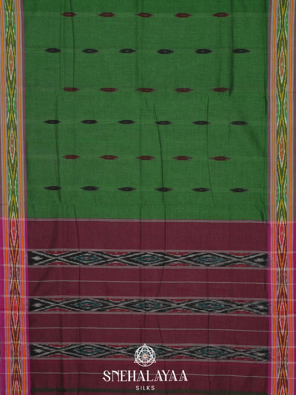 Forest Green Ikkat Cotton Saree
