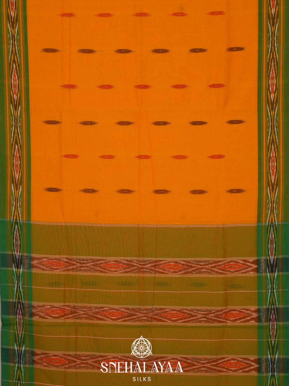Rust Orange Ikkat Cotton Saree