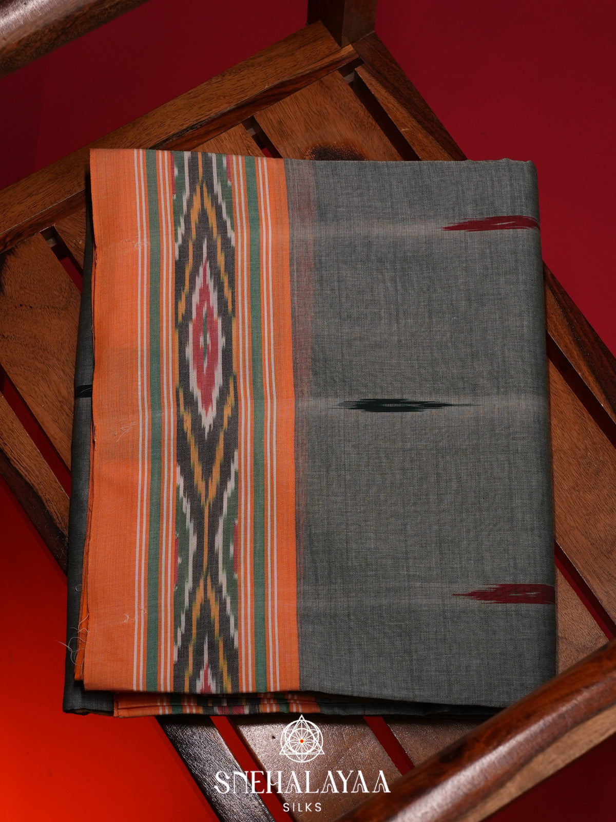 Grey Ikkat Cotton Saree